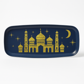 Elegant Eid Celebration Plastic Serving Platter - Navy and Gold